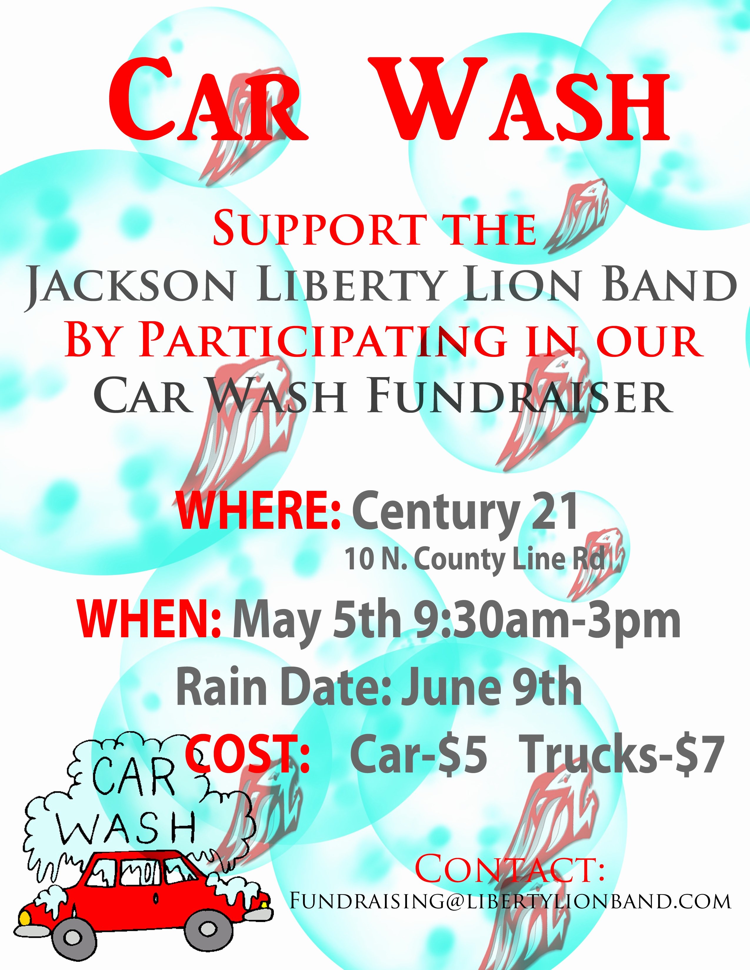 Car Wash Fundraiser Flyers Beautiful Car Wash and Bowling Fundraisers Jackson Liberty Lion Band