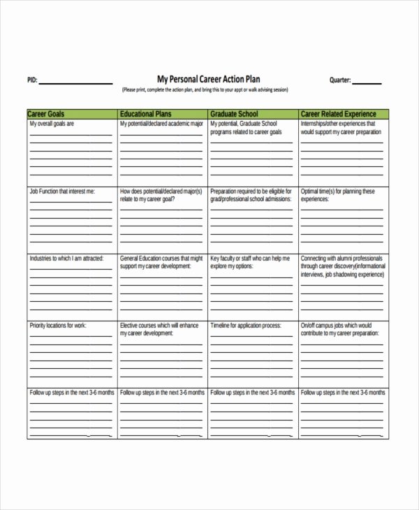 Career Action Plan Template Lovely Career Action Plan Template 15 Free Sample Example