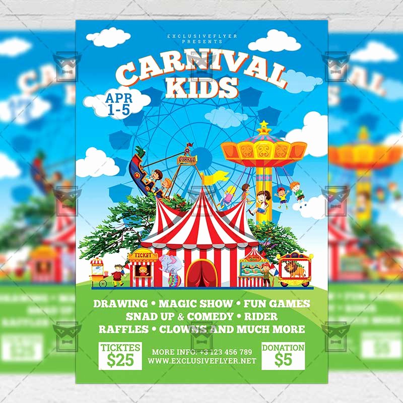 Carnival Flyer Template Free Inspirational Spring Kids Carnival Flyer – Seasonal A5 Template Exclsiveflyer