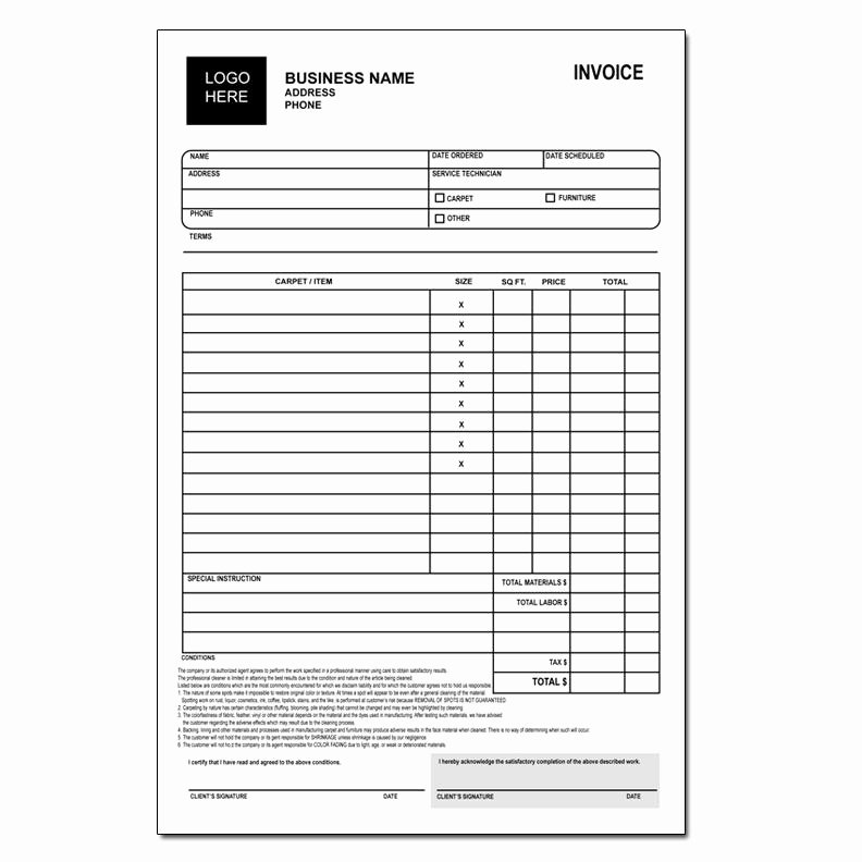 Carpet Cleaning Invoice Template Awesome Carpet Cleaning Invoice forms Custom Printing