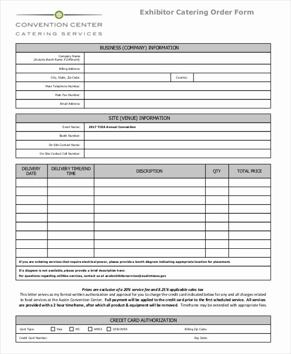 Catering order form Template Elegant 16 Catering order forms Ms Word Numbers Pages