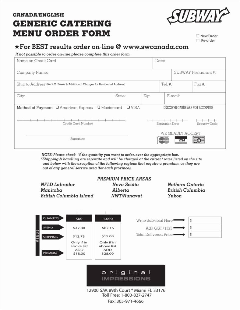 Catering order form Template New 10 Food order form Templates Word Docs