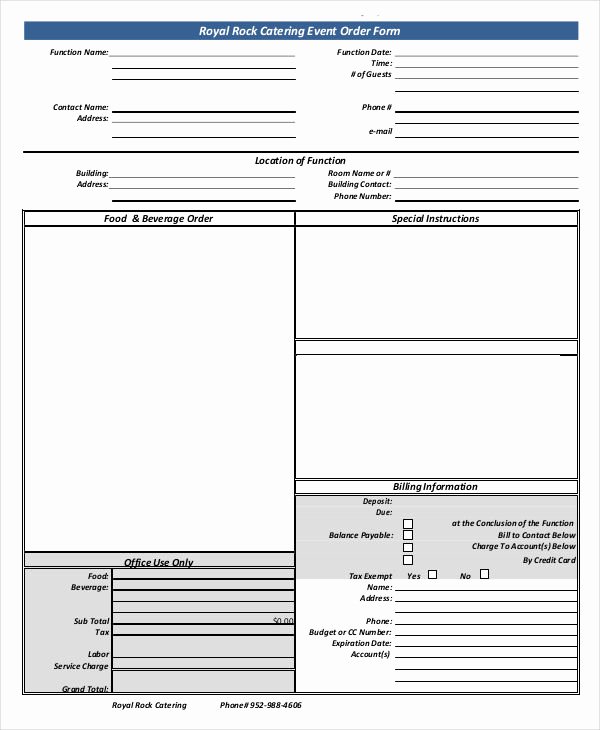 Catering order form Template Word Beautiful 16 Catering order forms Ms Word Numbers Pages