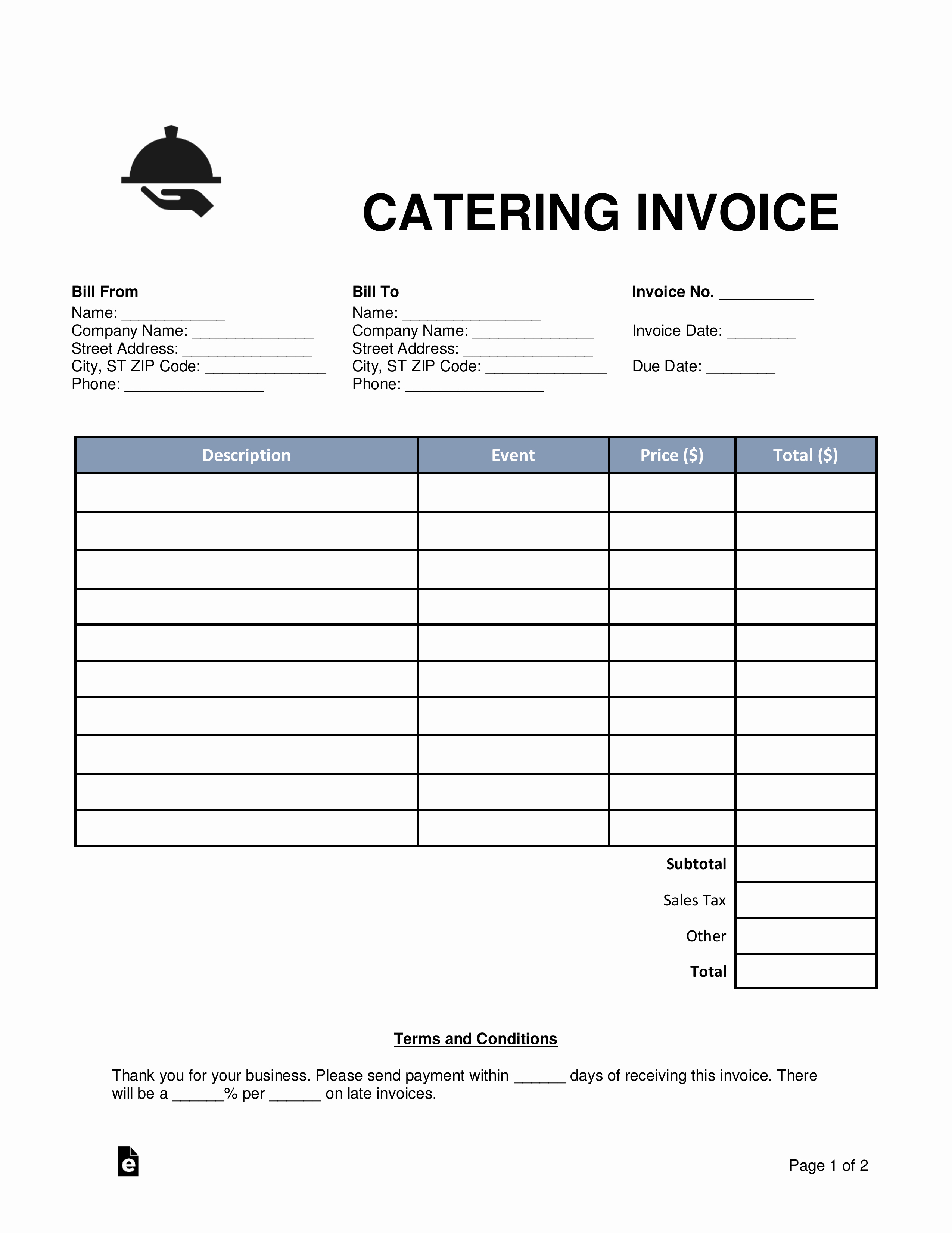 Catering order form Template Word Elegant Free Catering Invoice Template Word Pdf