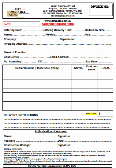 Catering order form Template Word Fresh Catering Invoice Template 9 Catering Invoice Templates