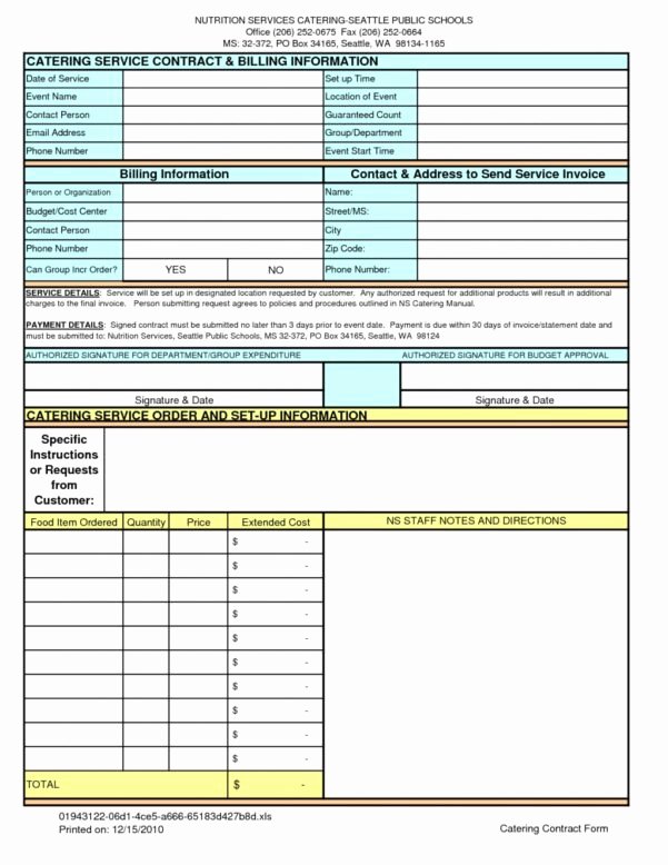 Catering order form Template Word New Catering Service Invoice Spreadsheet Templates for Busines Catering order form Template Free