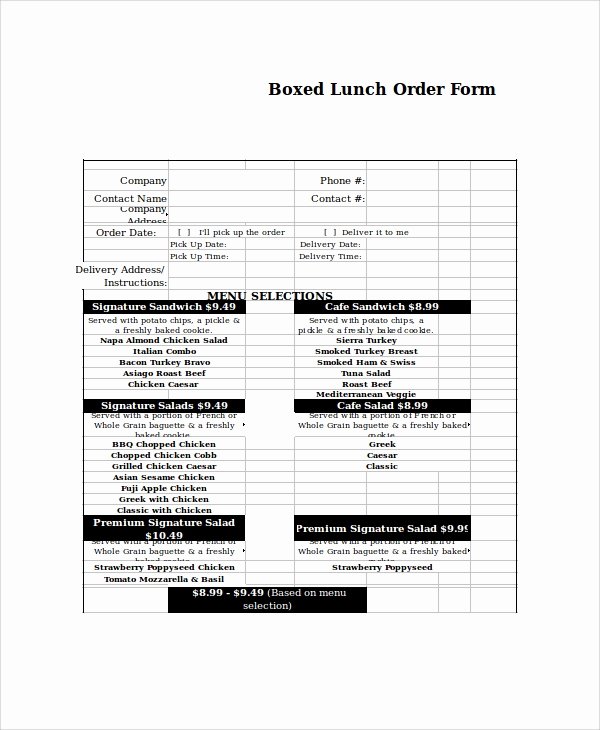 Catering order form Template Word New Excel order form Template 19 Free Excel Documents Download