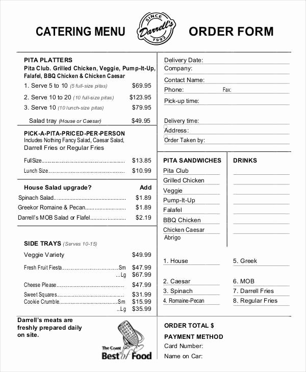 Catering order forms Template Beautiful 16 Catering order forms Ms Word Numbers Pages