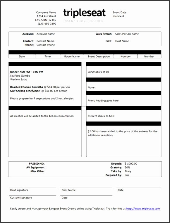 Catering order forms Template New 8 Easy to Use Sample order form Template Sampletemplatess Sampletemplatess