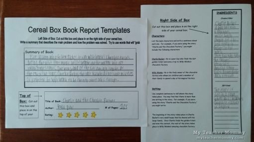 Cereal Box Book Report Samples Awesome Cereal Box Book Report Of Charlie and the Chocolate Factory 4th Grade Book Report My Teacher