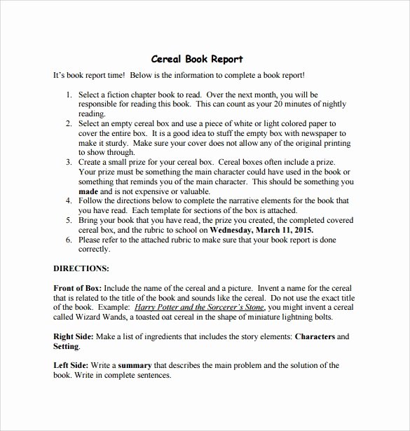 Cereal Box Book Report Samples Beautiful Cereal Box Book Report – 11 Free Samples Examples &amp; formats