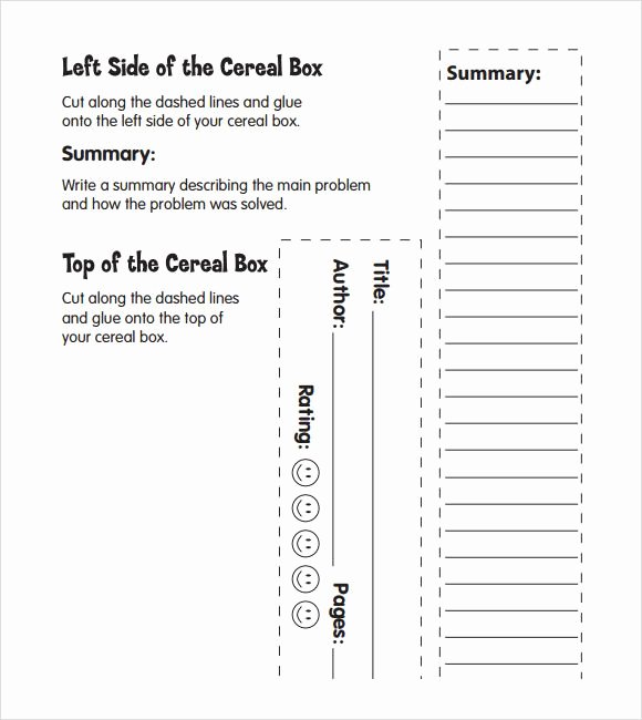 Cereal Box Book Report Samples Luxury Example Of Cereal Box Book Report Graphic organizers