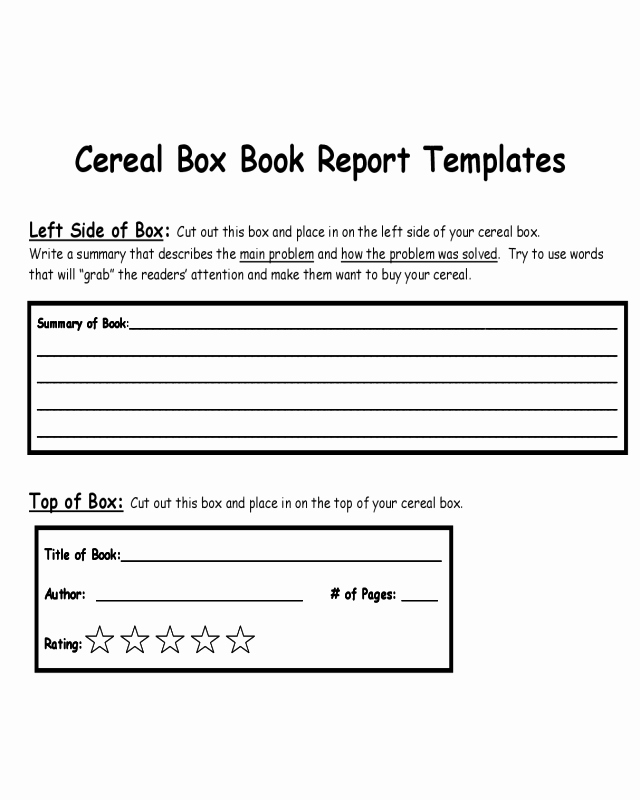 Cereal Box Book Report Template Fresh Sample Cereal Box Book Report Template Edit Fill Sign Line