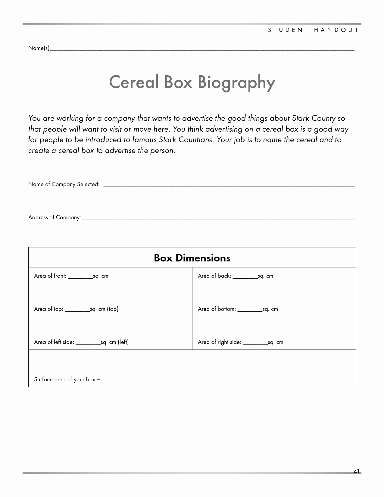 Cereal Box Book Report Template Unique 27 Of 5th Grade Biography Template