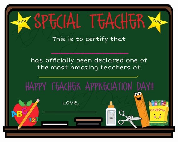 Certificate Of Appreciation for Teachers Inspirational Teacher Appreciation Certificate Print Teacher T Teacher