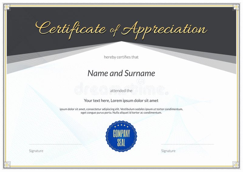 Certificate Of Appreciation Graduation Luxury Certificate Template In Vector for Achievement Graduation Ple Stock Vector Illustration Of