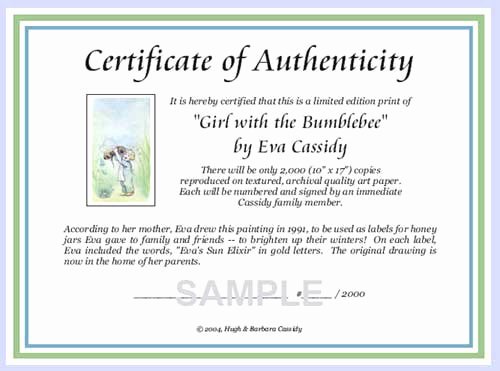 Certificate Of Authenticity Artwork Template Lovely Certificate Authenticity Template