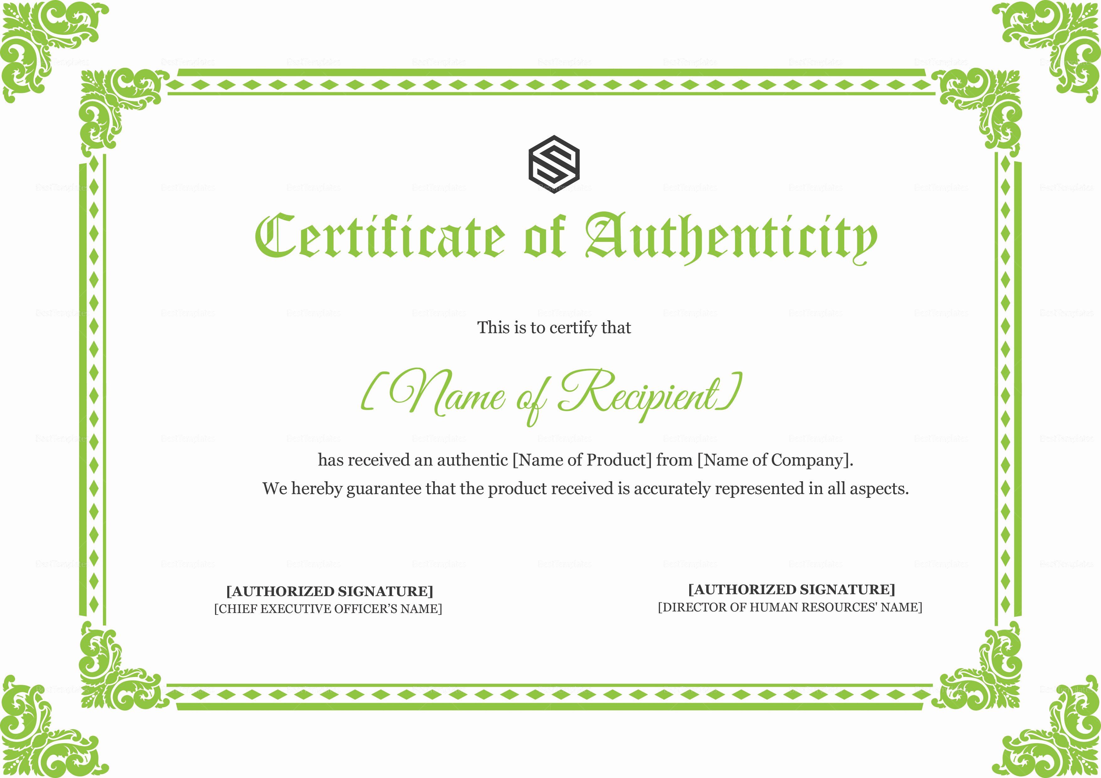 Certificate Of Authenticity Autograph Template Fresh Certificate Of Authenticity Design Template In Psd Word