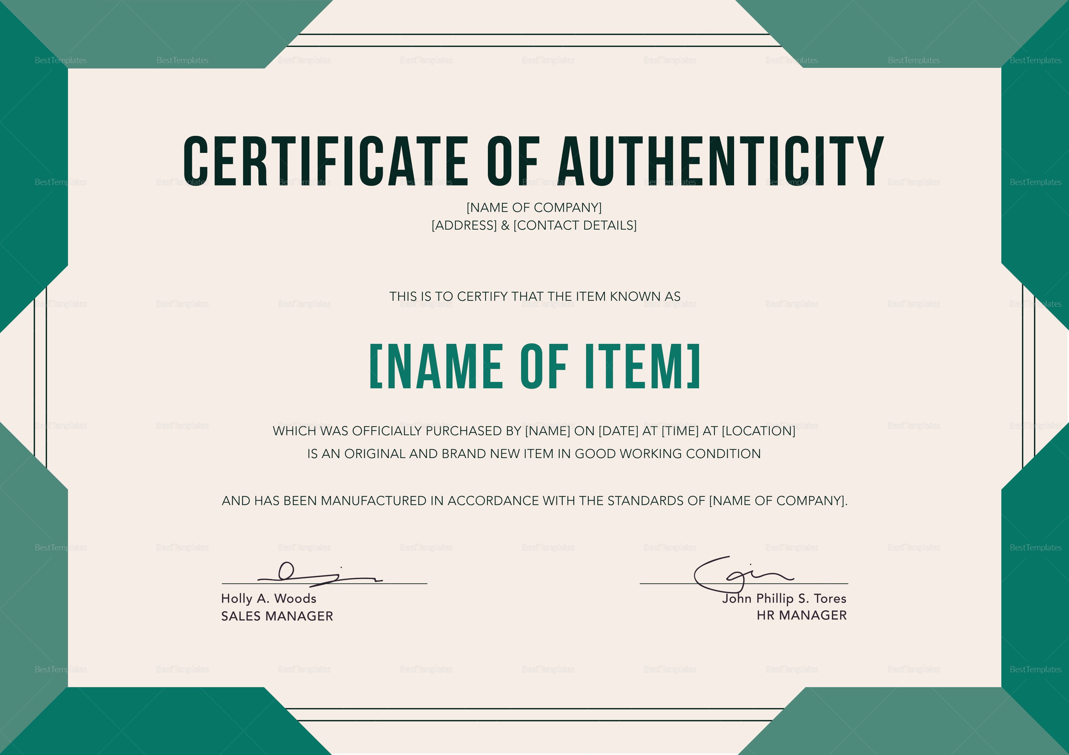 Certificate Of Authenticity Autograph Template Inspirational Elegant Certificate Of Authenticity Design Template In Psd