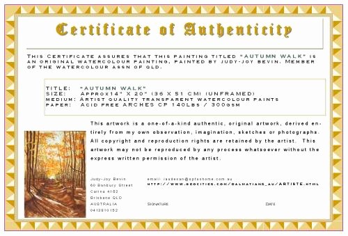 Certificate Of Authenticity Autograph Template Unique Certificates Of Authenticity for Artists