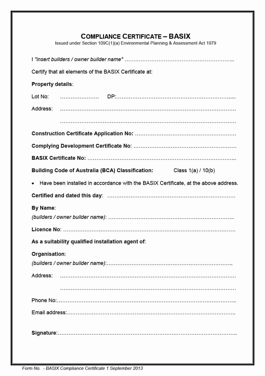 Certificate Of Compliance Template Luxury Certificate Pliance Template