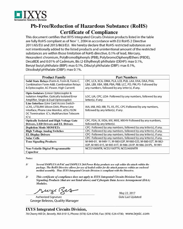 Certificate Of Compliance Template Unique Rohs Certificate Of Pliance