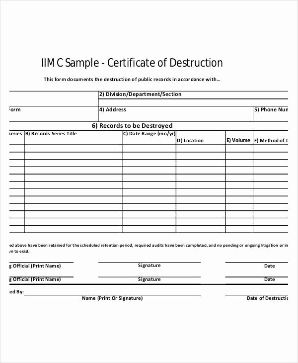 Certificate Of Destruction Template Fresh Certificate Destruction Template 12 Pdf Word Ai Indesign Psd format Download