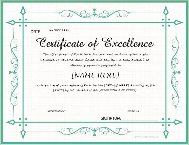 Certificate Of Excellence Template Unique Pin by Alizbath Adam On Certificates