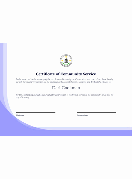 Certificate Of Service Template New Munity Service Certificate Template Pdf Templates