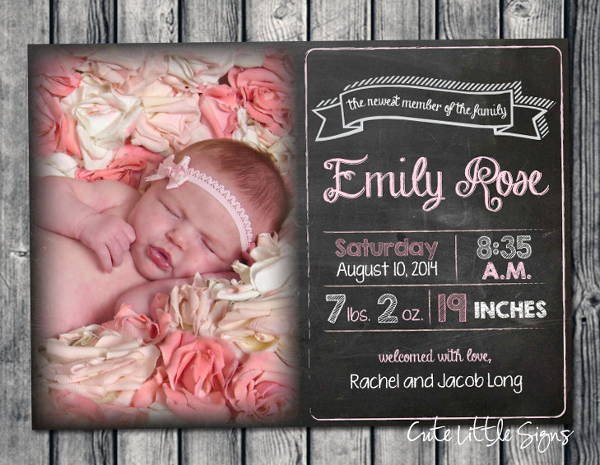 Chalkboard Baby Announcement Template Elegant 9 Birth Announcement Templates Printable Psd Ai format Download