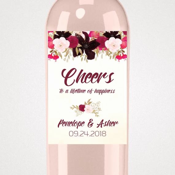 Champagne Bottle Label Template Fresh Boho Custom Wedding Wine Bottle Labels Printable Template A