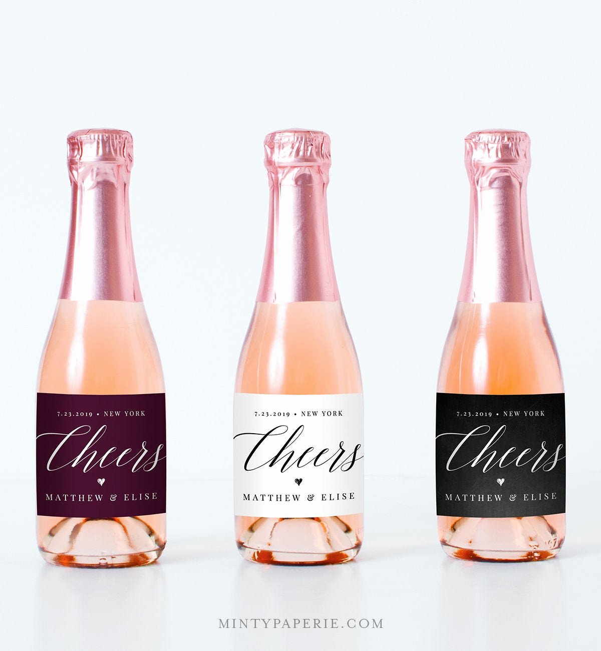 Champagne Bottle Label Template Luxury Mini Bottle Label Template Wine or Champagne Sticker Wedding Bridal Shower Favor Instant