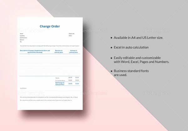Change order form Excel Beautiful 23 order form Templates Download