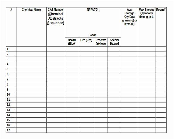 Chemical Inventory List Template Best Of Chemical Inventory List Template