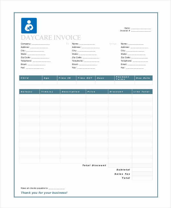 Child Care Invoice Template Elegant 7 Daycare Invoice Examples &amp; Samples