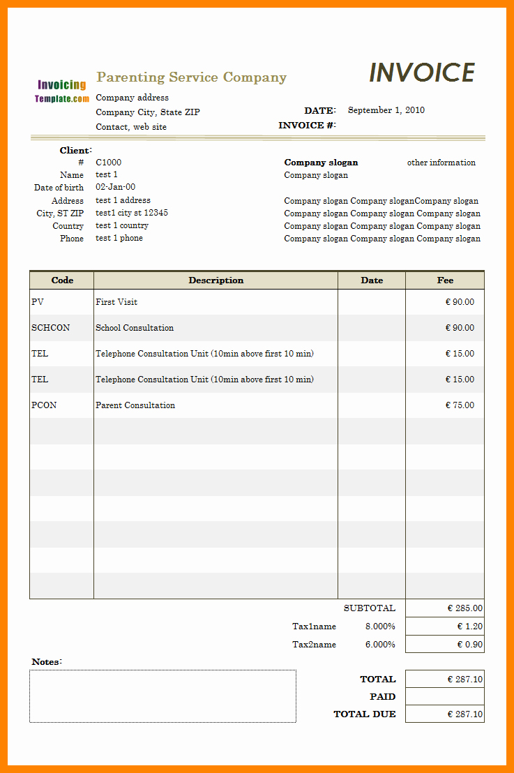 Child Care Invoice Template New 7 Babysitting Invoice Template