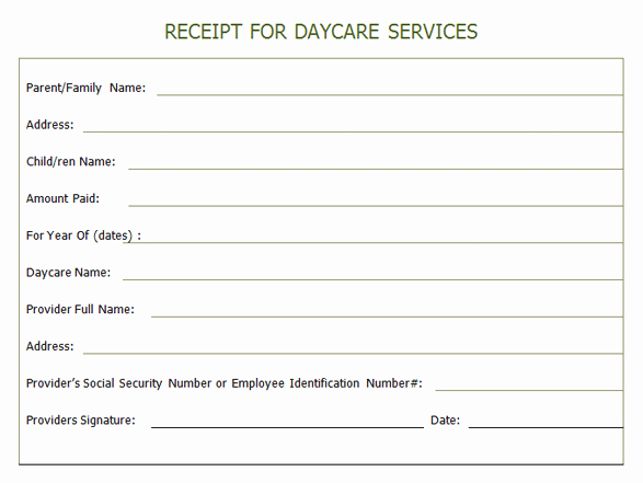 Child Care Receipt Template Luxury Receipt for Year End Daycare Services