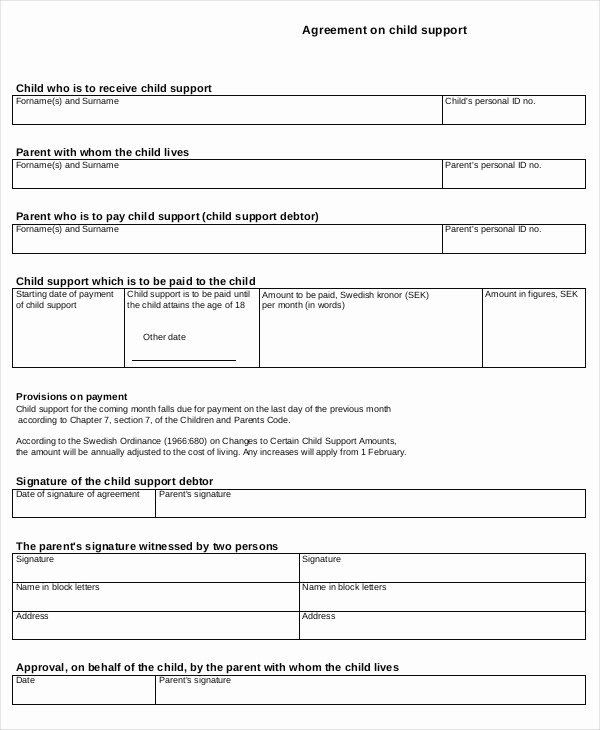 Child Support Agreement Letter Lovely 10 Child Support Agreement Templates Pdf Doc