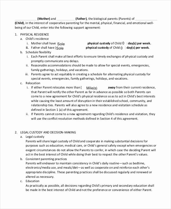 Child Support Agreement Sample Lovely 10 Child Support Agreement Templates Pdf Doc