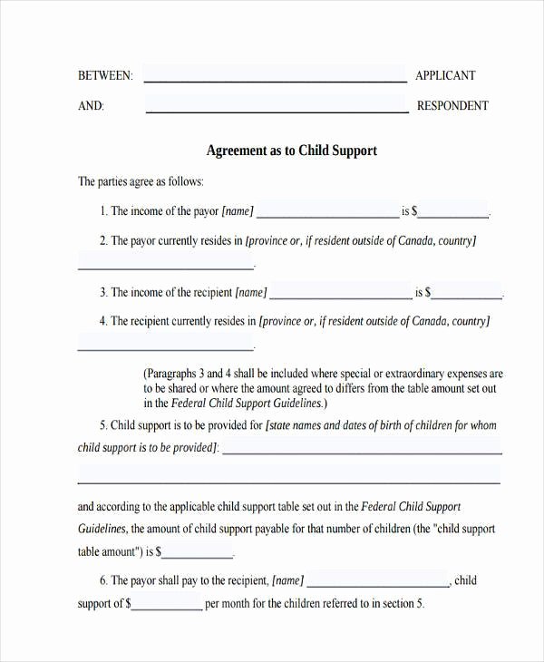 Child Support Agreement Sample Lovely Agreement forms In Pdf