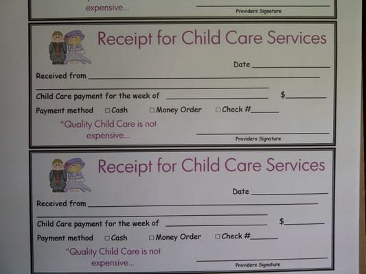 Child Support Receipt Template Awesome Receipt for Daycare Services