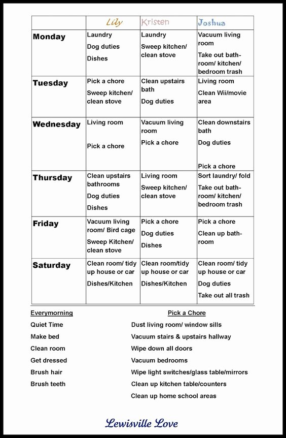 Chore Chart for Teens Best Of Chore Charts Charts and Love the On Pinterest