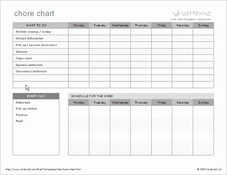 Chore Chart Template Word Awesome Free Kids Chore Chart Template