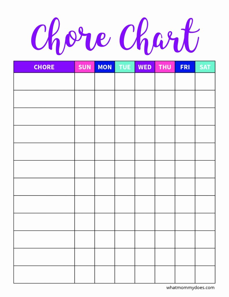 Chore Chart Template Word Inspirational Free Blank Printable Weekly Chore Chart Template for Kids What Mommy Does