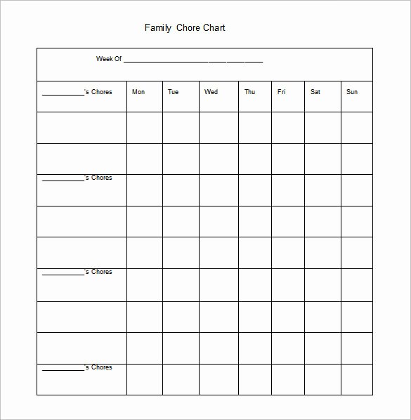 Chore Chart Template Word Unique Family Chore Chart Template – 13 Free Sample Example format Download