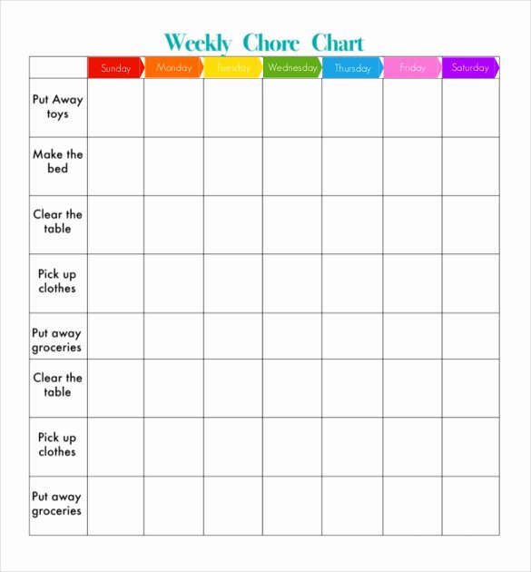 Chore Chart Template Word Unique Weekly Chore Chart Template 24 Free Word Excel Pdf format Download