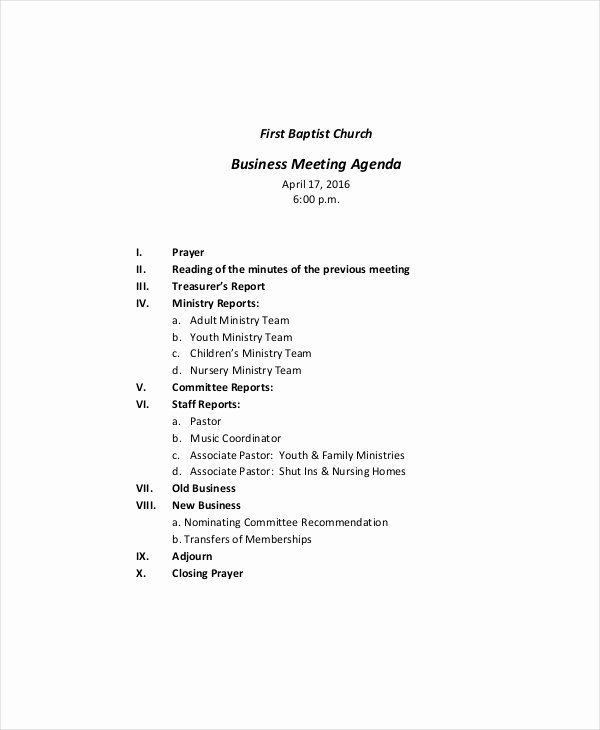 Church Board Meeting Agenda Awesome Business Meeting Agenda Template – 10 Free Word Pdf Documents Download