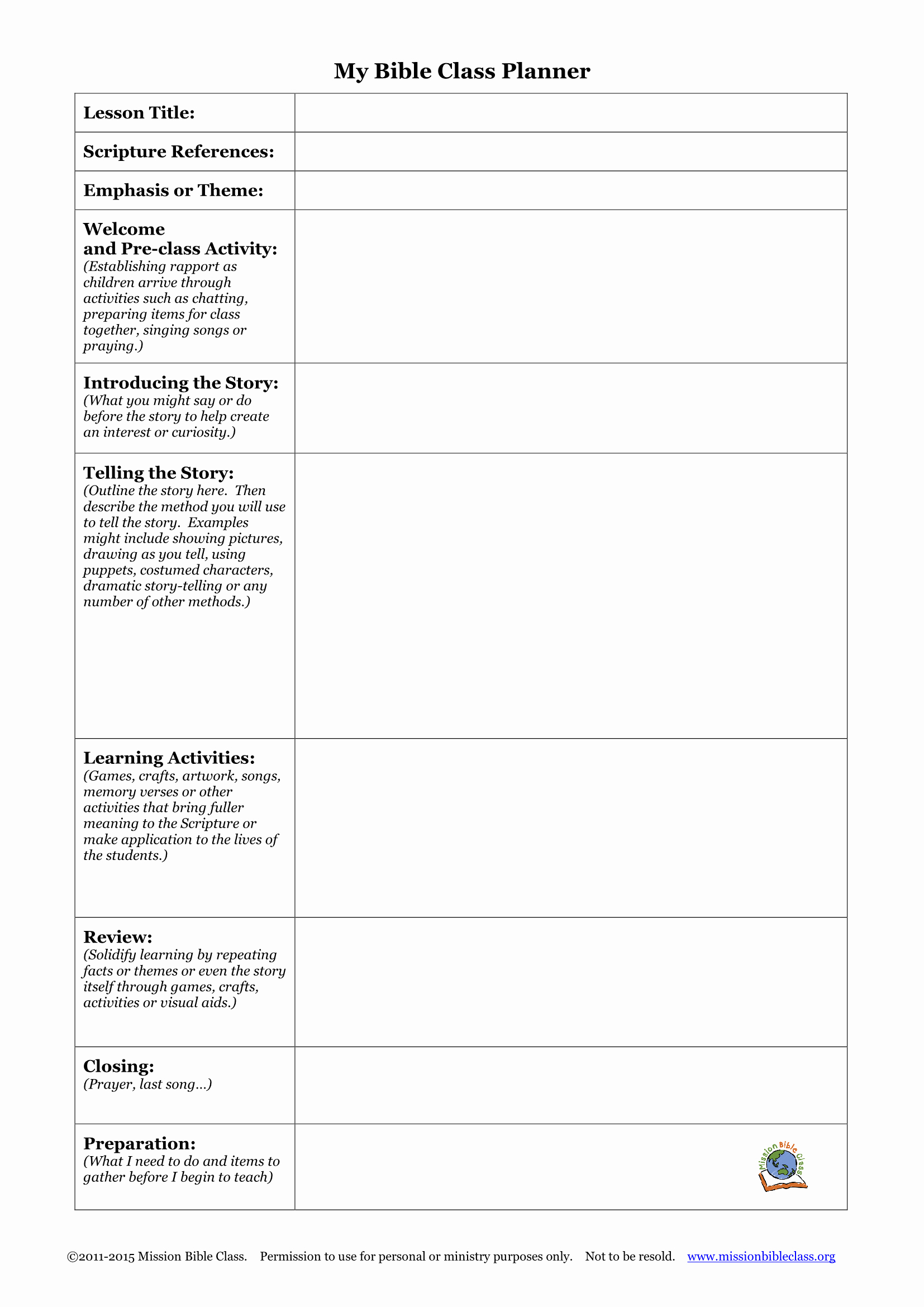 Church event Planning Worksheet Inspirational English Lesson Plan Templates – Mission Bible Class