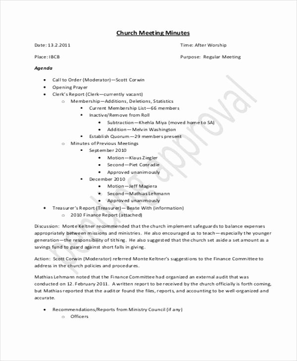 Church Meeting Minutes Template Awesome Ministry Meeting Agenda Template