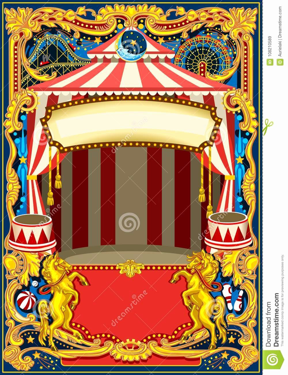 Circus Poster Template Free Download Inspirational Circus Poster Vector Frame Stock Vector Illustration Of Circus